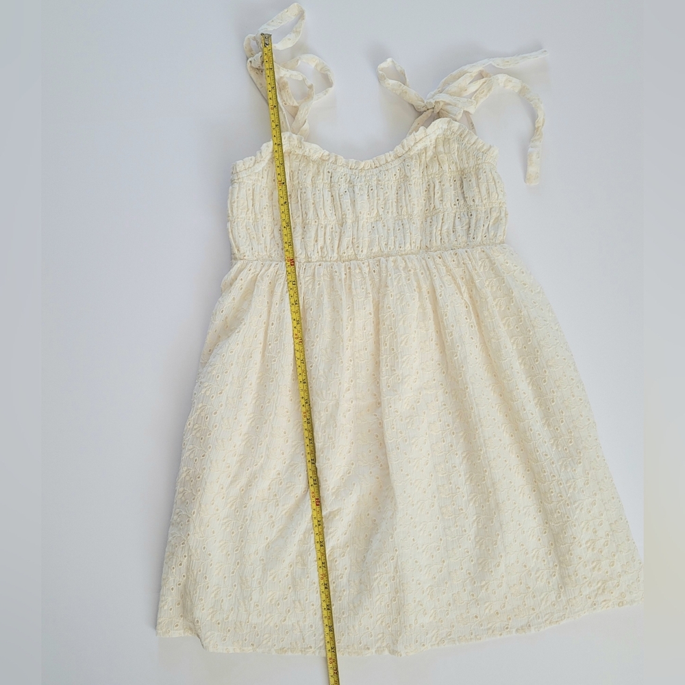 o.p.t Nanette Eyelet Smocked RuffleCotton Mini Dress in Cream, Size XS, Romantic - Picture 9 of 11